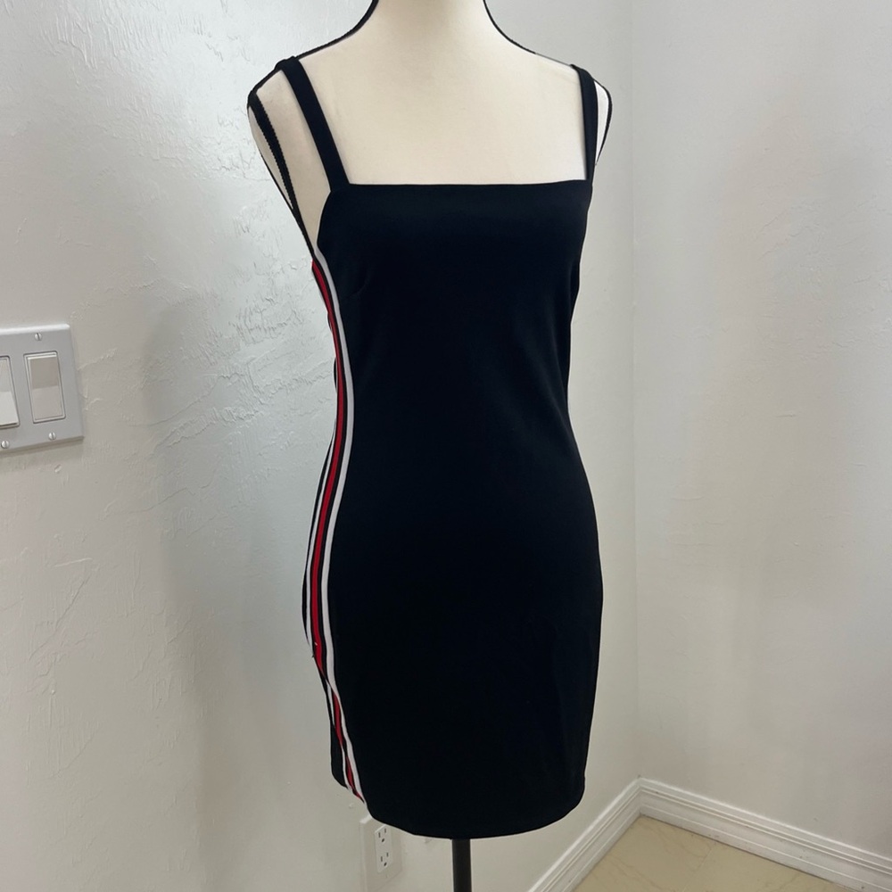 Blue Blush  Size S Black with Red/White Stripe Spaghetti‎ Straps Slip Dress